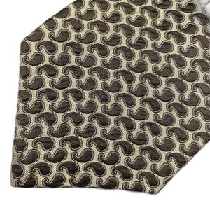 Vintage DONNA KARAN NEW YORK Silk Tie Foulard Geometric Paisley Mens Brown 90s